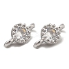 Brass Pave Clear Glass Connector Charms KK-F860-75P-02-2