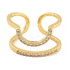 Rack Plating Brass Micro Pave Cubic Zirconia Open Cuff Rings for Women RJEW-Z059-03G-2