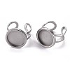 Tarnish Resistant 201 Stainless Steel Cuff Ring Findings STAS-S080-040C-P-5