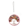Wire Wrapped Chips Dyed Glass & Natural Amethyst Big Pendant Decorations HJEW-A005-01B-1