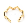 Ion Plating(IP) 304 Stainless Steel Wave Open Cuff Ring for Women RJEW-I085-13G-3