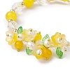 Flower Glass & Acrylic Braided Bead Adjustable Bracelets for Women BJEW-JB10446-04-3