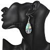 Teardrop Natural Paua Shell Dangle Earrings for Women EJEW-JE07135-2