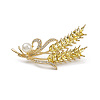 Rhinestone Wheat Brooch Pin with Plastic Pearl Beaded PALLOY-K002-02KCG-02-1