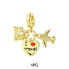 1Pc Travel Theme Brass Pave Clear Cubic Zirconia European Dangle Charms KK-YW0002-71-1