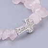 Natural Rose Quartz Beads Stretch Bracelets BJEW-JB03926-01-2