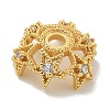 Rack Plating Star Brass Micro Pave Clear Cubic Zirconia Bead Caps KK-L224-028G-2