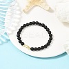 Natural Lava Rock Round Beaded Stretch Bracelets for Men Women BJEW-JB12490-1
