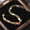 Brass Enamel Links Bracelets for Women BJEW-B125-06G-1