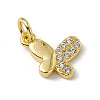 Brass Micro Pave Clear Cubic Zirconia Butterfly Charms ZIRC-F132-92G-1