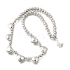 Brass Heart Bib Round Beaded Necklaces for Women NJEW-D314-09G-4
