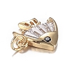 Brass Micro Clear & Black Cubic Zirconia Charms ZIRC-F120-054G-3