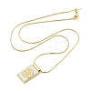 Brass Pave Shell Rectangle Saint Benedict Medal Cross Pendants Necklaces for Women LS-NJEW-Z053-01G-02-4