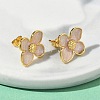 Flower Brass Enamel Stud Earrings EJEW-P341-03G-04-2