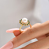 Brass Micro Pave Green Cubic Zirconia Flower Finger Ring KF3453-1-4