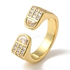 Arch Rack Plating Brass Micro Pave Cubic Zirconia Cuff Rings for Women RJEW-G323-09G-04-1