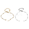2Pcs 2 Colors 304 Stainless Steel Round Ball Cable Chain Bracelet Making AJEW-JB01331-2
