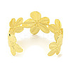Flower Rack Plating Brass Open Cuff Bangles for Women BJEW-P322-05G-3