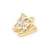 Brass Micro Pave Clear Cubic Zirconia Charms KK-Z151-18G-W-2