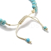 Natural Crackle Turquoise & Synthetic Turquoise Braided Round Bead Bracelets BJEW-K251-06I-4