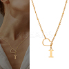 1Pc Letter & Heart Stainless Steel Lariat Necklaces for Women NJEW-LP0002-87G-I-1