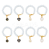 Heart/Flat Round with Letter B Alloy Enamel Pendant Decorations HJEW-AB00692-8