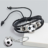 CutHollow Glass Football Jewelry Set SJEW-CL0001-01-3