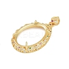 Oval Brass Micro Pave Cubic Zirconia Pendant Cabochon Settings KK-U026-18G-2