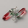 Glass Double Terminal Pointed Pendants G-WH0016-41F-2
