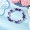 Natural Amethyst & Quartz Crystal & Malaysia Jade Beaded Stretch Bracelets for Women BJEW-JB12305-03-1
