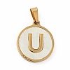 PVD Vacuum Plating 304 Stainless Steel with White Shell Pendants STAS-G268-01U-G-2