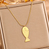 Ocean 304 Stainless Steel Embossed Fish Pendant Necklaces for Women WG27532-02-1