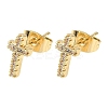 Cross Brass Micro Pave Clear Cubic Zirconia Stud Earrings EJEW-Z144-25G-4