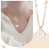 1Pc Zinc Alloy White Enamel Round with Letter Pendant Necklaces NJEW-LP0002-88G-F-1