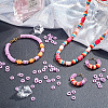 10 Strands Flat Round Handmade Polymer Clay Beads CLAY-PH0001-44T-5