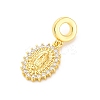 Brass Clear Cubic Zirconia European Dangle Pendants KK-D325-28G-02-2