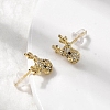 Deer Brass Micro Pave Clear Cubic Zirconia Stud Earrings EJEW-A146-03G-3