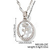 Elegant Brass Clear Cubic Zirconia Rose Oval Pendant Necklaces XA5195-1