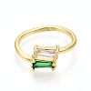 Brass Micro Pave Cubic Zirconia Cuff Rings for Women KK-T070-111-2