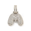 Brass Micro Pave Clear Cubic Zirconia Pendants KK-B099-01P-M-1