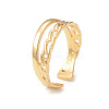 Ion Plating(IP) 304 Stainless Steel Double Line Open Cuff Ring for Women RJEW-I096-13G-1