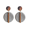 Flat Round with Rectangle Brass Polymer Clay Dangle Stud Earrings FS-WG657FE-01-4