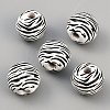 Zebra Skin Print Wood European Beads WOOD-WH0029-126B-1