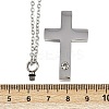 304 Stainless Steel Pave Clear Cubic Zirconia Cross Pendant Pet Urn Ashes Necklaces LS-NJEW-S455-07P-6