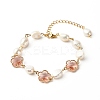 Plum Blossom Flower Glass Link Bracelets Set for Teen Girl Women X1-BJEW-TA00017-4
