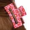 12Pcs 6 Colors Flower Pattern PVC Plastic Claw Hair Clips OHAR-CC0001-01-6
