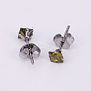 Square 304 Stainless Steel  Cubic Zirconia Stud Earrings EJEW-O070-05A-2