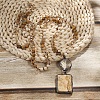 Rectangle & Flat Round Bohemian Style Natural Picture Jasper with Glass Pendant Necklaces FS-WGEA5B3-01-2