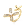 Brass Micro Pave Cubic Zirconia ABS Imitation Pearl Cuff Rings LS-RJEW-D307-02G-A-2