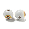 Printed Wood European Beads WOOD-L020-D06-2